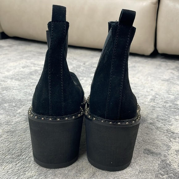 New Cecelia New York Gemma Slip On Low Wedge Boot All Black Suede Sz 7.5 - Picture 8 of 14